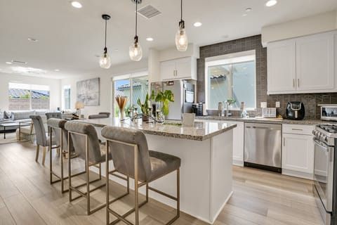 A view from the kitchen to the living area