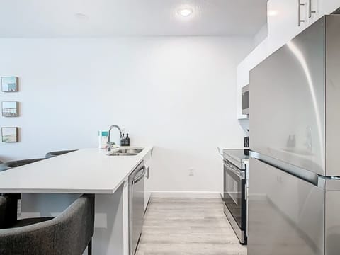 A fully stocked kitchen with all the essentials, ready for you to whip up delicious meals.