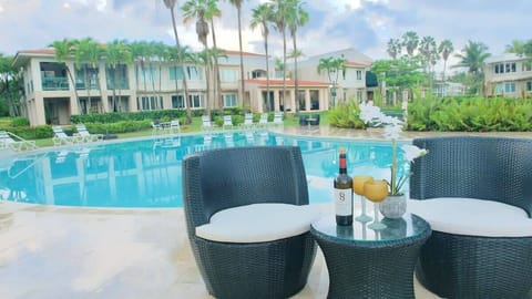 View to the Villa Patio overlooking the pool