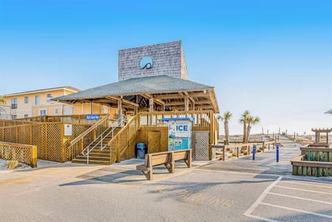 Beach pavilion with snack at and restrooms
