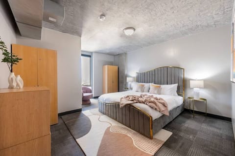 Sleep soundly in this cozy, well-designed room.