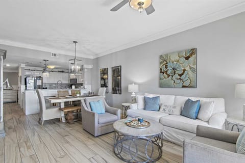 The open-concept living area is perfect for family time after a day at the beach.