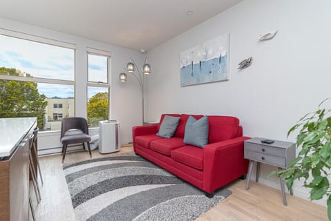 Living room with queen size sofa bed