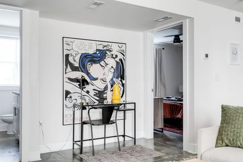 Work Space: Infused with vibrant art and modern decor, perfect for inspiration or relaxation!