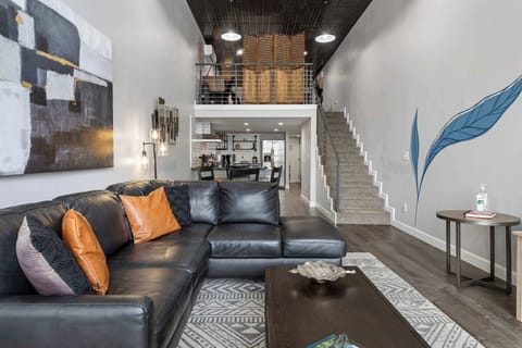 Relax on the leather sectional.