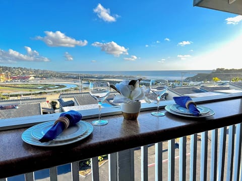 Ocean & racetrack views. Beach & dining within walking distance. Great Location.