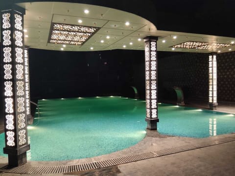 Indoor pool, open 11:00 AM to 8:00 PM, lifeguards on site