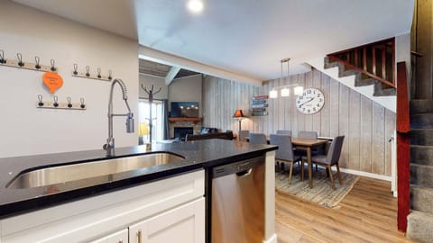 Full kitchen with stainless-steel appliances