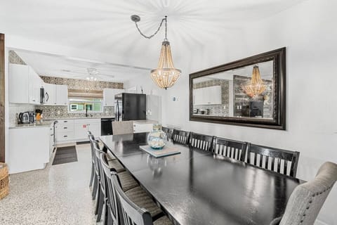 Dining area is conveniently near to the kitchen.