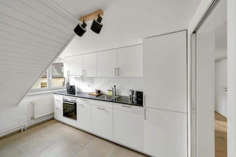 Neue, voll ausgestattete Küche mit Spülmaschine, Backofen und Herd