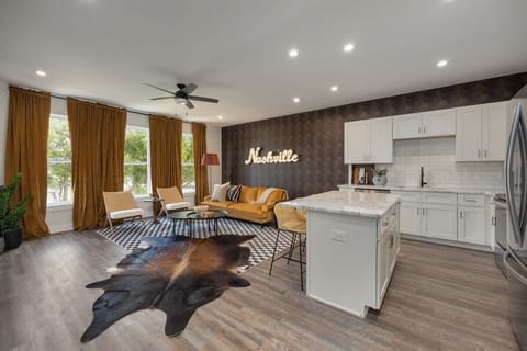 Open concept living room with comfortable seating