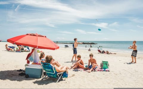On the beach, beach towels