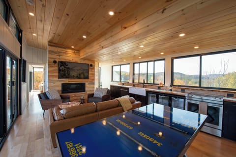 Large living space with 10 foot high ceilings