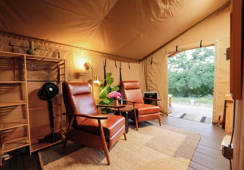 Evergreen Tent Interior looking out