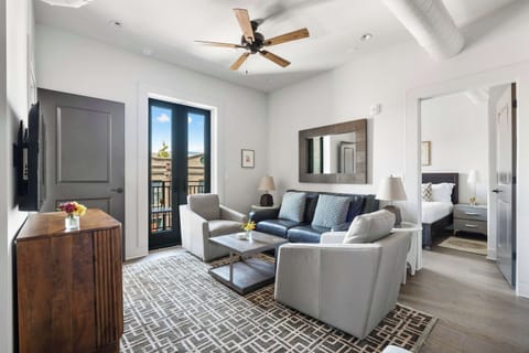 Professionally designed living room space with a Smart TV!