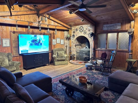 Large and cozy entertainment room for gathering and relaxation