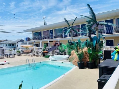 Outdoor pool, sun loungers