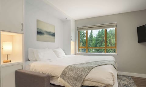 King sized murphy bed with blackout blinds - very quiet.