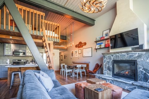 The lofts are accessible from ladders in the suite.