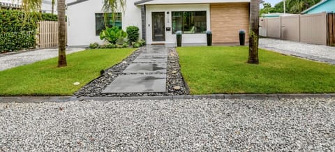 Beautiful front of the house featuring modern architecture.