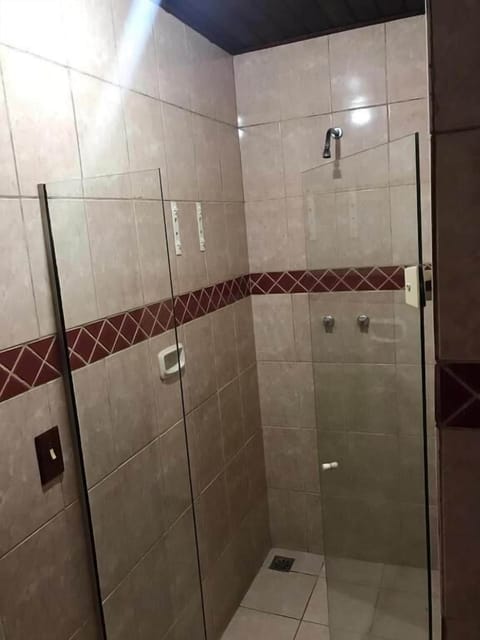 Shower, free toiletries, towels, soap