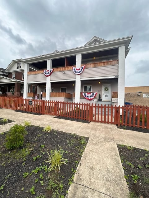Exterior view. Apartment is on the bottom left.