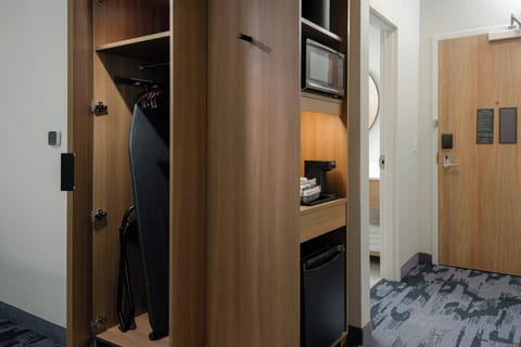 Hypo-allergenic bedding, desk, laptop workspace, iron/ironing board