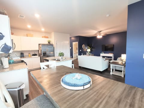 Bright open-concept main floor for families and groups