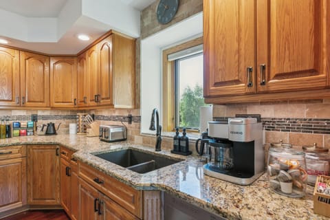 Coffee lovers rejoice! We have provided Keurig coffee, standard drip machine, and a French Press to prepare your caffeine just how you like it.