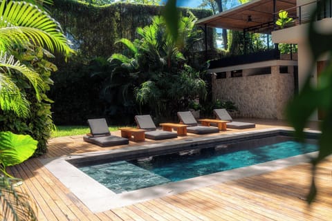Outdoor pool, sun loungers