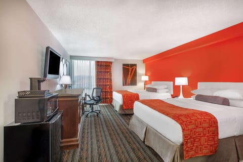 Room, 2 Queen Beds, Non Smoking | In-room safe, desk, blackout drapes, iron/ironing board