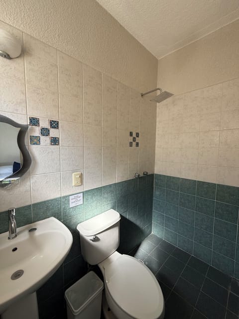 Basic Double Room, Balcony | Bathroom | Shower, rainfall showerhead, towels, soap