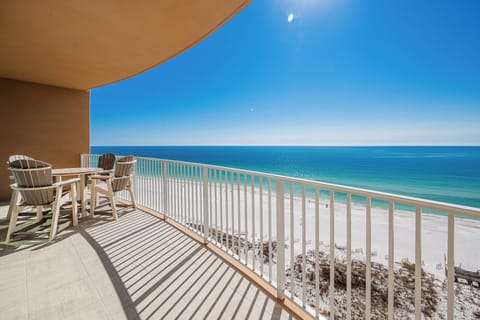 Watch the coastline stretch into the distance and the horizon meet the sky from your balcony and soak up the sun