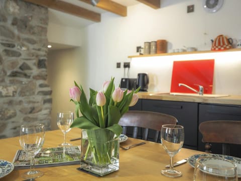 Dining table with matching glassware on the table