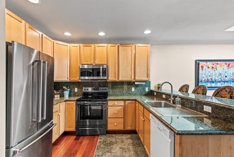 Well-equipped kitchen.