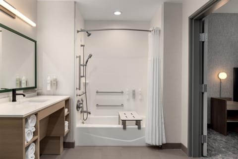 Suite, 1 King Bed, Accessible, Bathtub | Bathroom shower