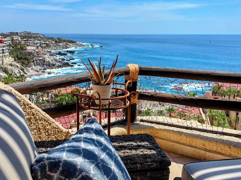 Just part of the ocean view from the outdoor living room sofa