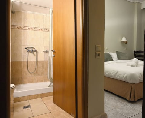 Standard Double Room, Balcony, City View | Bathroom | Shower, hair dryer, towels, soap