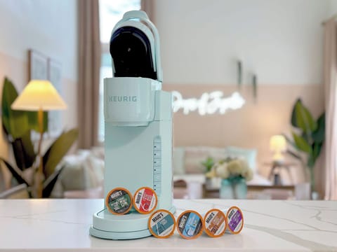 Kurig with all the coffee items.