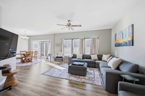 Curl up in the serene living room & stream your favorites on the smart TV