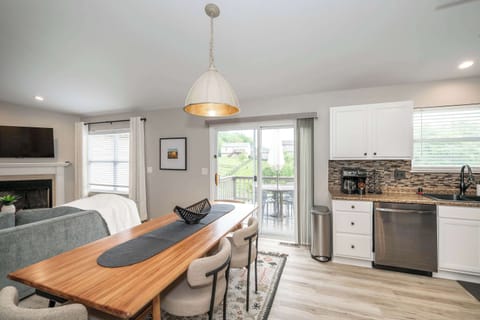 Gather for meals together at the dining table, seating 6