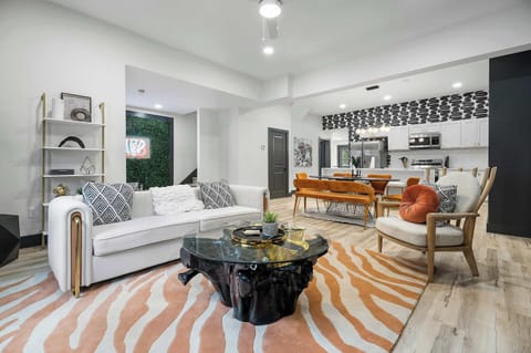 Open eclectic living space with Smart TV