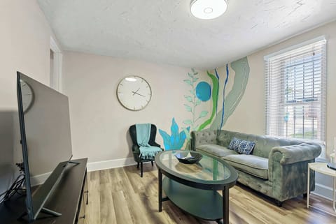 Curl up in the serene living room & stream your favorites on the smart TV