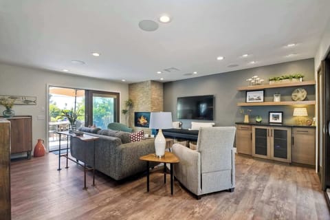 Curl up in the chic living room & stream your favorite entertainment