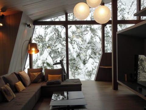 Deluxe Villa | Living area | 65-inch flat-screen TV with digital channels