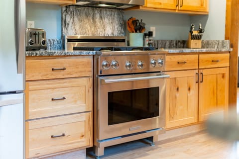 Beautiful 6-burner stainless gas stove. 
