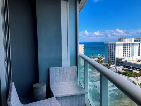 Balcony with seating and ocean views