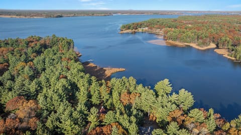 View of Castle Rock Lake.  The pier you see in the center of the photo is Sunset Bays boat lift and access to Lake.  *note* This is a short walk from their home and not directly behind it.