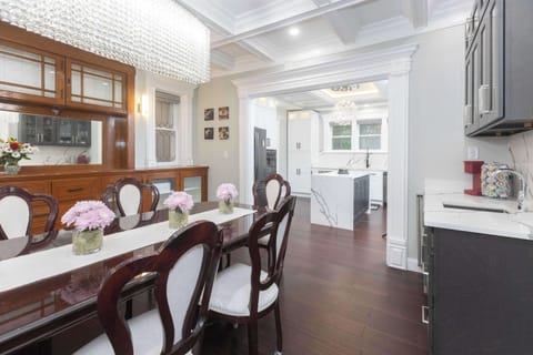 The main house’s elegant dining room offers seating for 6