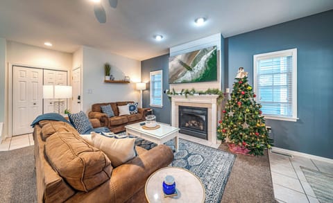 Living room area with a Christmas setup
